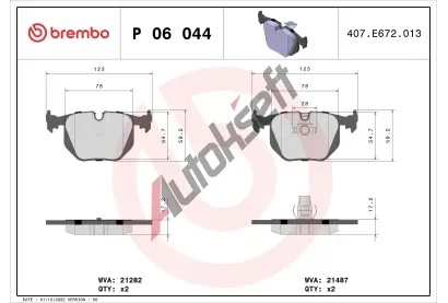 BREMBO Sada brzdovch destiek - kotouov brzda BRE P06044, P 06 044