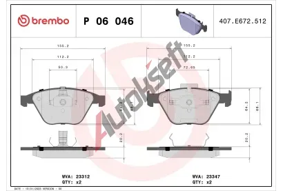 BREMBO Sada brzdovch destiek - kotouov brzda BRE P06046, P 06 046