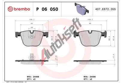 BREMBO Sada brzdovch destiek - kotouov brzda BRE P06050, P 06 050