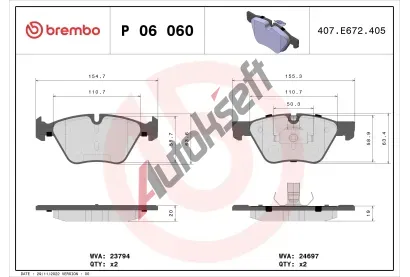BREMBO Sada brzdovch destiek - kotouov brzda BRE P06060, P 06 060