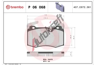 BREMBO Sada brzdovch destiek - kotouov brzda BRE P06068, P 06 068