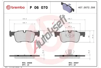 BREMBO Sada brzdovch destiek BRE P06070, P 06 070