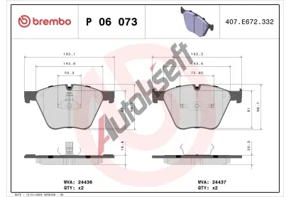 BREMBO Sada brzdovch destiek BRE P06073, P 06 073