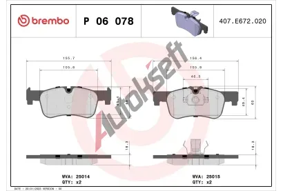 BREMBO Sada brzdovch destiek BRE P06078, P 06 078