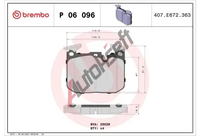 BREMBO Sada brzdovch destiek BRE P 06 096, BRE P06096