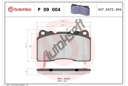 BREMBO Sada brzdovch destiek BRE P09004, P 09 004