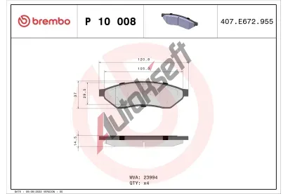 BREMBO Sada brzdovch destiek - kotouov brzda BRE P10008, P 10 008