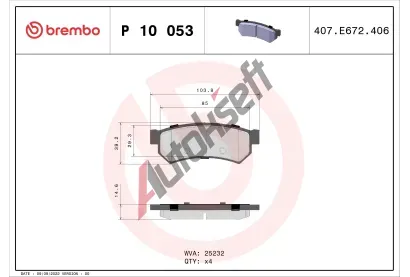 BREMBO Sada brzdovch destiek BRE P10053, P 10 053
