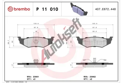 BREMBO Sada brzdovch destiek - kotouov brzda BRE P11010, P 11 010