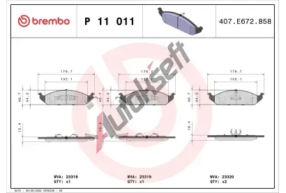 BREMBO Sada brzdovch destiek - kotouov brzda BRE P11011, P 11 011