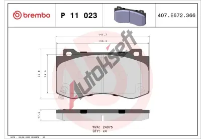 BREMBO Sada brzdovch destiek BRE P11023, P 11 023