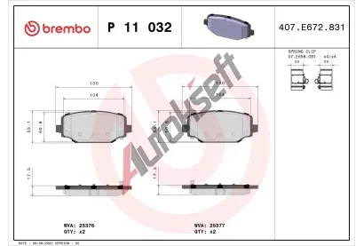BREMBO Sada brzdovch destiek BRE P11032, P 11 032