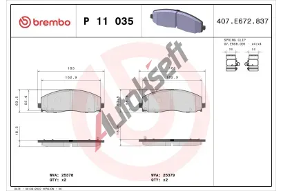 BREMBO Sada brzdovch destiek BRE P11035, P 11 035