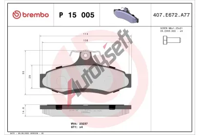 BREMBO Sada brzdovch destiek - kotouov brzda BRE P15005, P 15 005