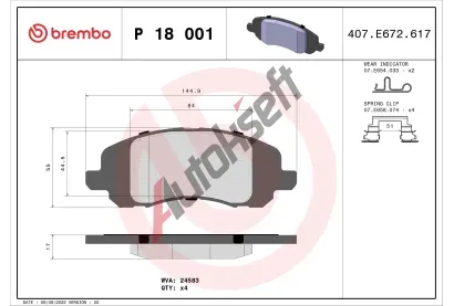 BREMBO Sada brzdovch destiek - kotouov brzda BRE P18001, P 18 001