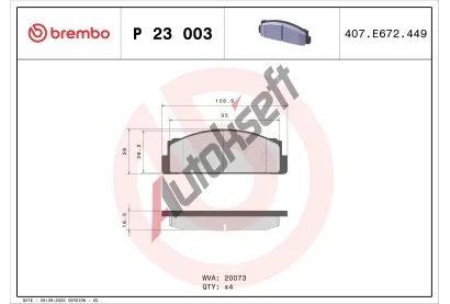 BREMBO Sada brzdovch destiek - kotouov brzda BRE P23003, P 23 003
