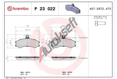 BREMBO Sada brzdovch destiek - kotouov brzda BRE P23022, P 23 022