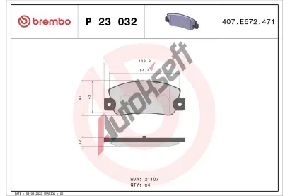 BREMBO Sada brzdovch destiek - kotouov brzda BRE P23032, P 23 032