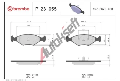 BREMBO Sada brzdovch destiek - kotouov brzda BRE P23055, P 23 055