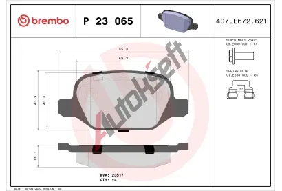 BREMBO Sada brzdovch destiek - kotouov brzda BRE P23065, P 23 065