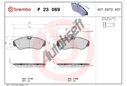 BREMBO Sada brzdovch destiek - kotouov brzda BRE P23069, P 23 069