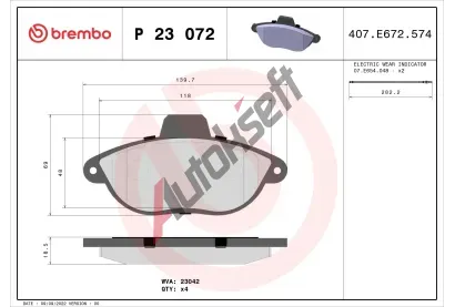 BREMBO Sada brzdovch destiek - kotouov brzda BRE P23072, P 23 072