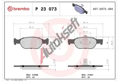 BREMBO Sada brzdovch destiek - kotouov brzda BRE P23073, P 23 073