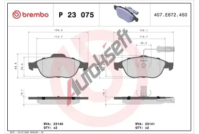 BREMBO Sada brzdovch destiek - kotouov brzda BRE P23075, P 23 075