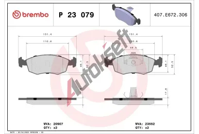 BREMBO Sada brzdovch destiek - kotouov brzda BRE P23079, P 23 079