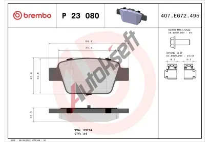 BREMBO Sada brzdovch destiek - kotouov brzda BRE P23080, P 23 080