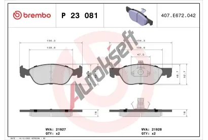 BREMBO Sada brzdovch destiek - kotouov brzda BRE P23081, P 23 081