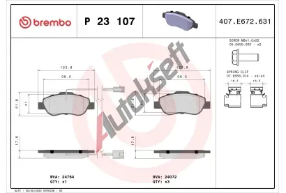 BREMBO Sada brzdovch destiek - kotouov brzda BRE P23107, P 23 107