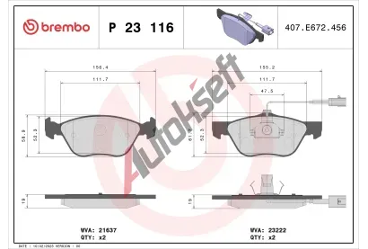 BREMBO Sada brzdovch destiek - kotouov brzda BRE P23116, P 23 116