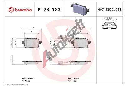 BREMBO Sada brzdovch destiek BRE P23133, P 23 133