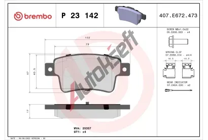 BREMBO Sada brzdovch destiek BRE P23142, P 23 142