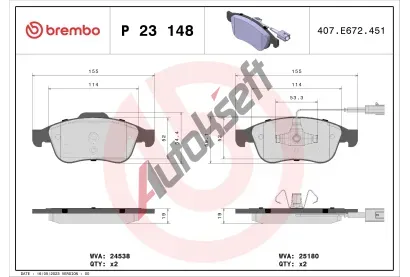 BREMBO Sada brzdovch destiek BREMBO XTRA LINE BRE P23148X, BRE P 23 148X