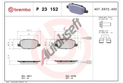 BREMBO Sada brzdovch destiek BREMBO XTRA LINE BRE P23152X, BRE P 23 152X