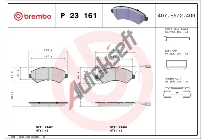 BREMBO Sada brzdovch destiek BRE P 23 161, BRE P23161