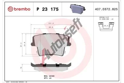 BREMBO Sada brzdovch destiek BRE P 23 175, BRE P23175