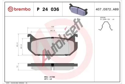 BREMBO Sada brzdovch destiek - kotouov brzda BRE P24036, P 24 036