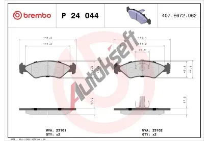 BREMBO Sada brzdovch destiek - kotouov brzda BRE P24044, P 24 044