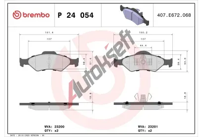 BREMBO Sada brzdovch destiek - kotouov brzda BRE P24054, P 24 054