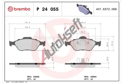 BREMBO Sada brzdovch destiek - kotouov brzda BRE P24055, P 24 055