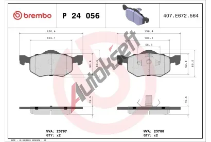 BREMBO Sada brzdovch destiek - kotouov brzda BRE P24056, P 24 056