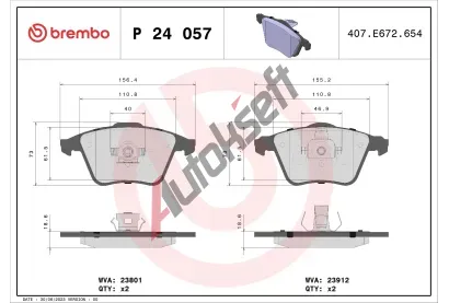 BREMBO Sada brzdovch destiek - kotouov brzda BRE P24057, P 24 057