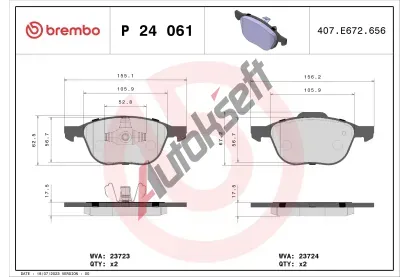 BREMBO Sada brzdovch destiek BREMBO XTRA LINE BRE P 24 061X, BRE P24061X