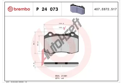 BREMBO Sada brzdovch destiek - kotouov brzda BRE P24073, P 24 073