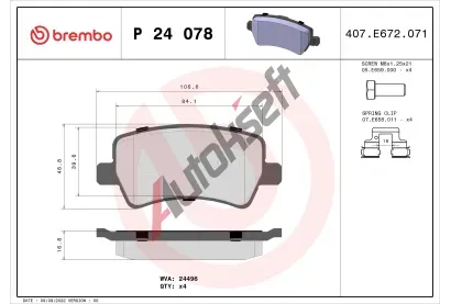 BREMBO Sada brzdovch destiek - kotouov brzda BRE P24078, P 24 078