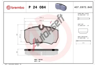 BREMBO Sada brzdovch destiek - kotouov brzda BRE P24084, P 24 084