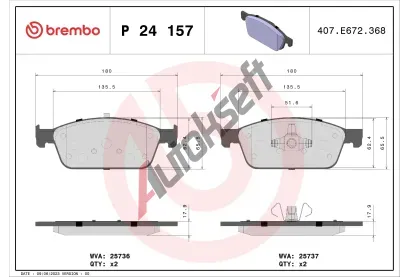 BREMBO Sada brzdovch destiek BRE P24157, P 24 157